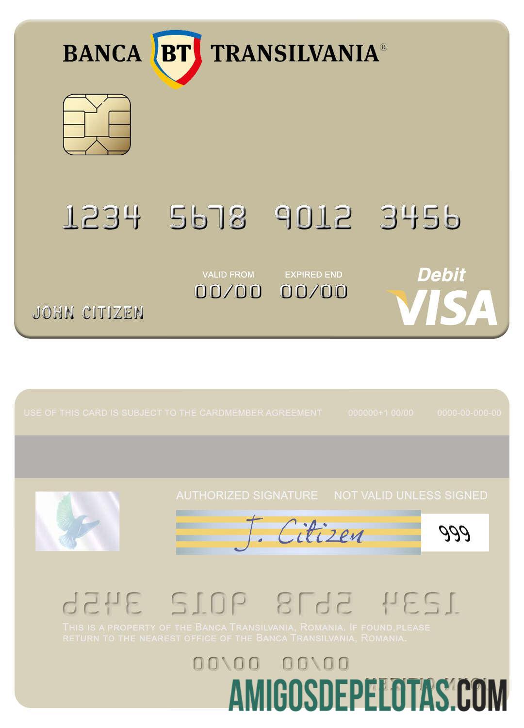 Romania Banca Transilvania Visa Debit Card sample